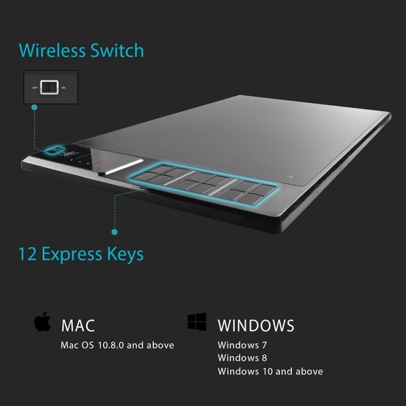 Huion WH1409 V2 Wireless Graphics Drawing Tablet Battery Frees Pen Tilt Support - Picture 13 of 16